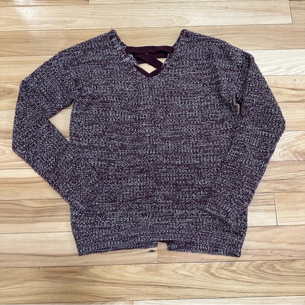Small purple lace up back sweater